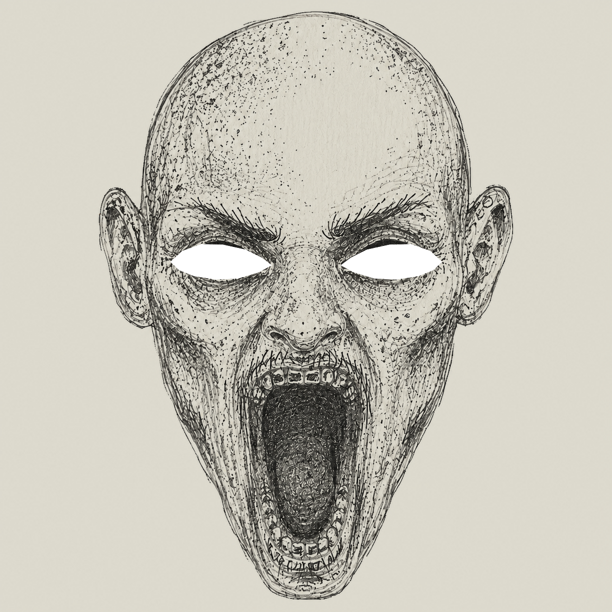 Graphite face with an open mouth